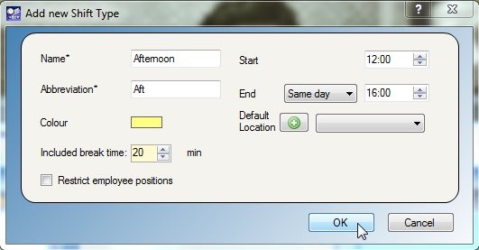 ABC Roster - Free Employee Scheduling Software - Add Shift Type