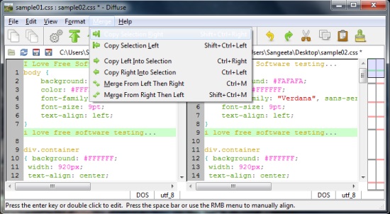 Diffuse Merge Tool - Merge Options