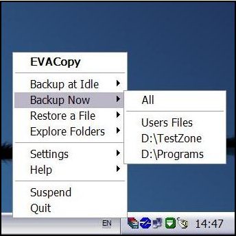 evacopy sys tray