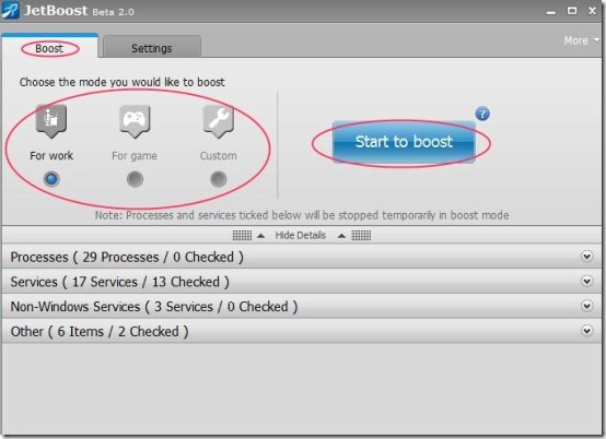 JetBoost Modes