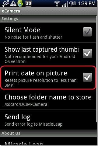 capture date and time eCamera settings