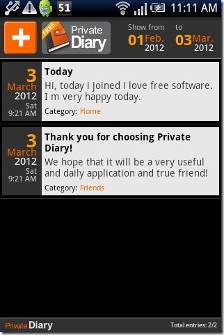 Private Diary App