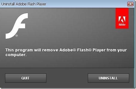 unistall adobe flash palyer