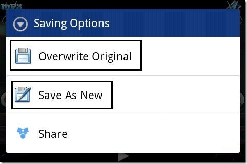 AndroVid Saving Options