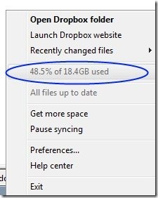 Dropbox Free Space