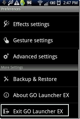 Exit Go Launcher