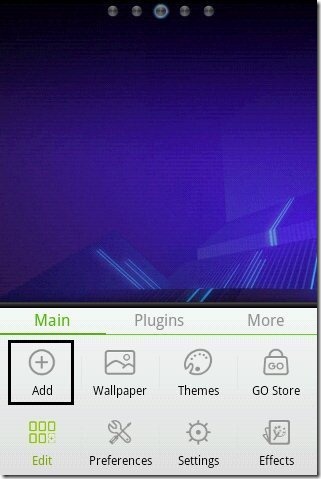 Go Launcher Add Option