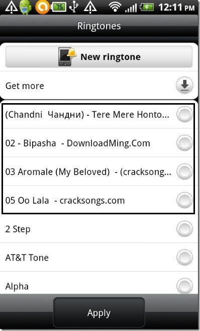 SD Card mp3 ringtone