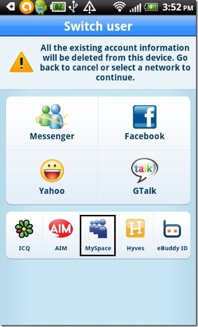 eBuddy Messenger MySpace