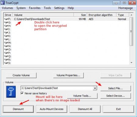 TrueCrypt volume mount