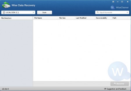 Wise Data Recovery default window