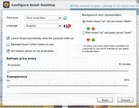 Kcast desktop app configuration