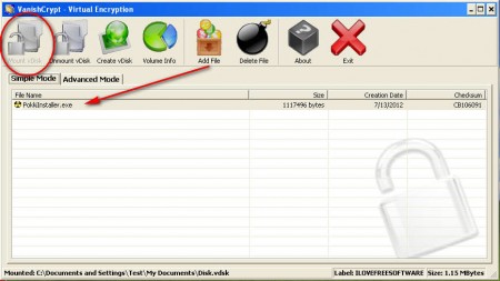 Vanish Crypt open virtual disk