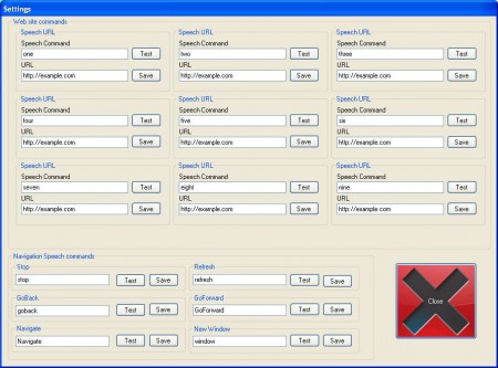 Voice Browser command settings