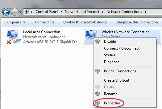 Adpater Settings properties