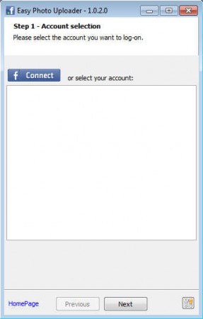 Easy Facebook Photo Uploader connecting Facebook