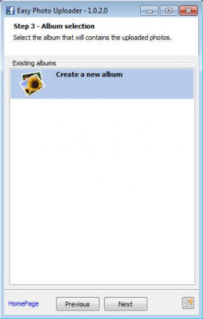 Easy Facebook Photo Uploader selecting album