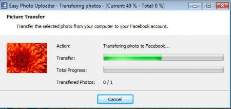 Easy Facebook Photo Uploader uploading photo