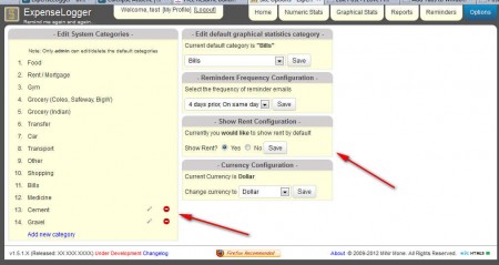 ExpenseLogger options editing