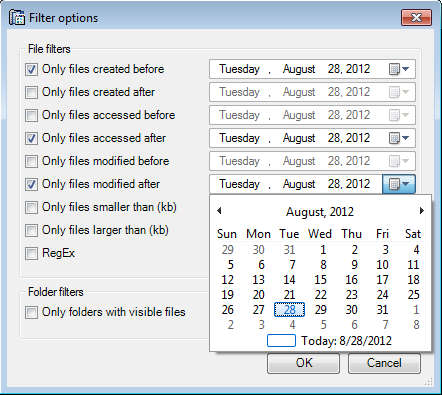 Folder Usage filters