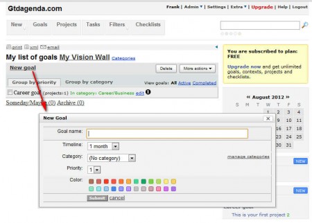GTDagenda adding goal