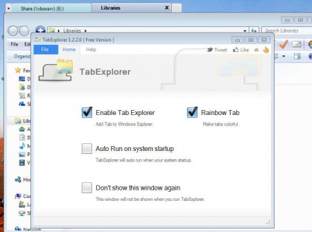 Tab Explorer control panel