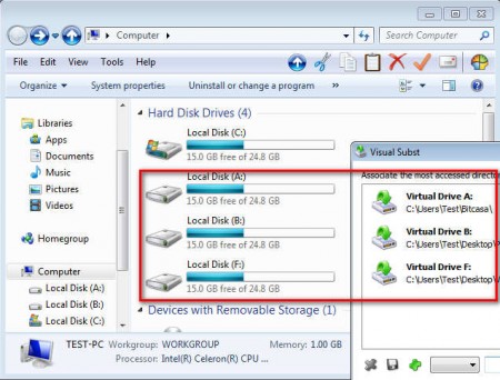 Visual Subst drives created