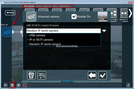 Xeoma adding camera sources