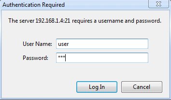 fileZilla login dialog