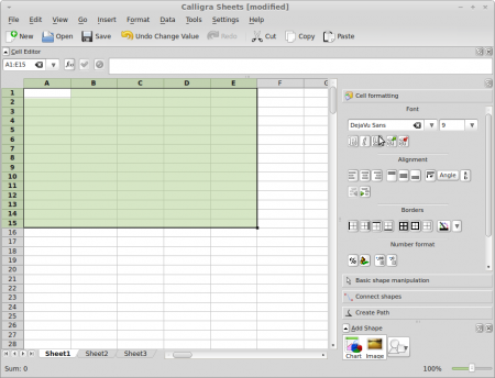 Calligra Sheets default