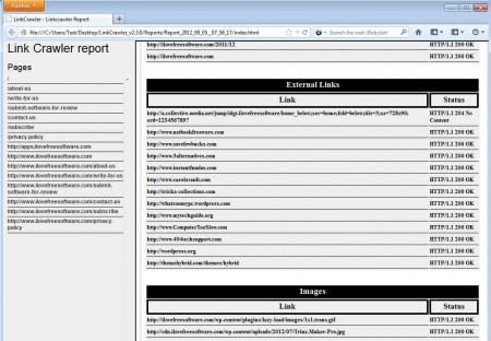 Link Crawler report