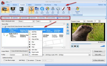 VSDC Free Video Converter open files edit