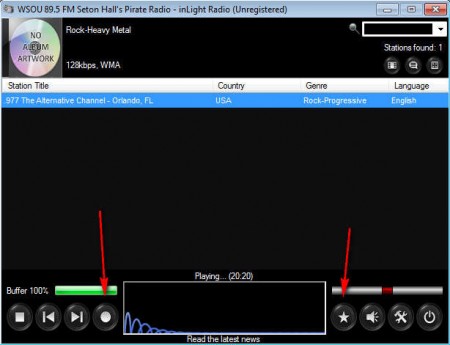 inLightRadio viewing favorites