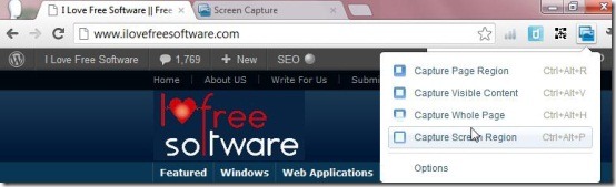 screen capture interface Capture web page