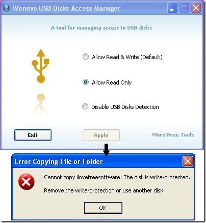 usb disk access manager write protected