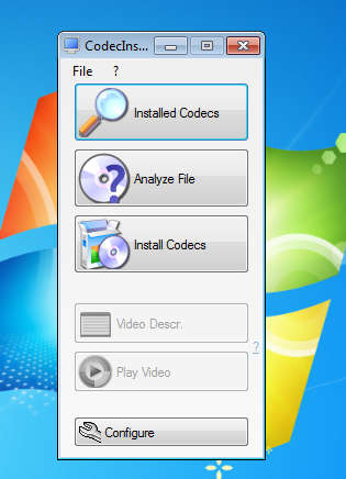 Codec Installer default window