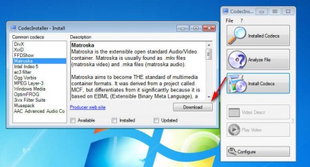 Codec Installer installing codecs