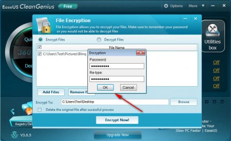 EaseUS CleanGenius encrypting files