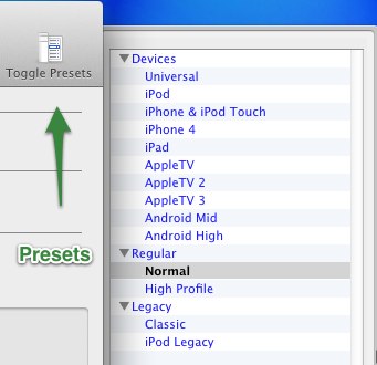 handbrake presets