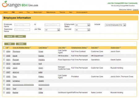 OrangeHRM human resources software