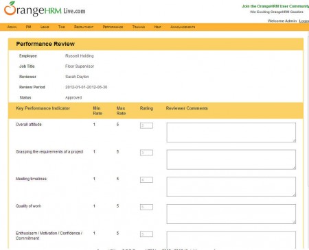 OrangeHRM performance report