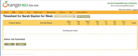 OrangeHRM timesheet