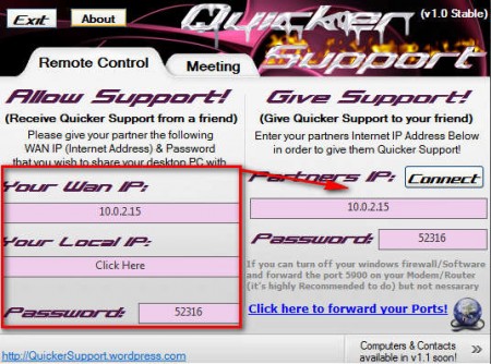 Quicker Support setting up session