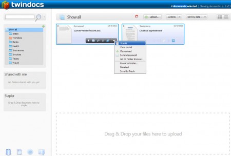 TwinDocs staple files sending