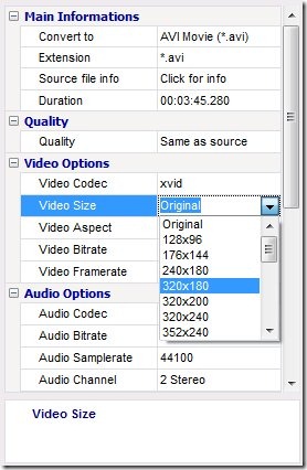 Video to Video Converter options