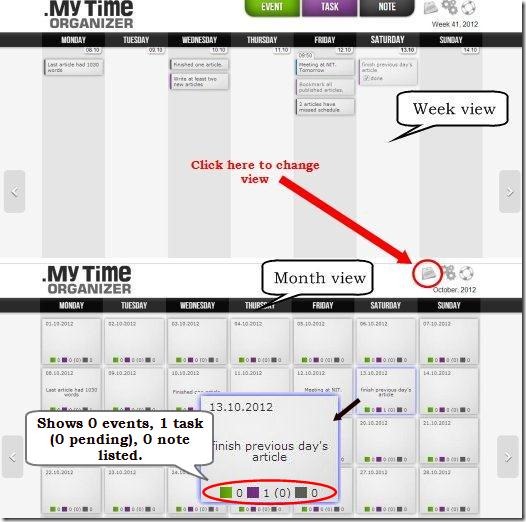 my time organizer views