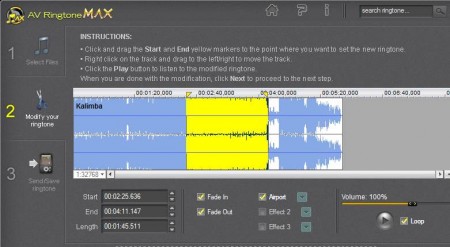 AV RingtoneMAX editing ringtone