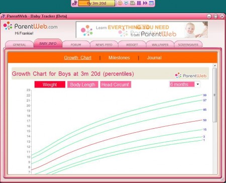 Baby Tracker default window