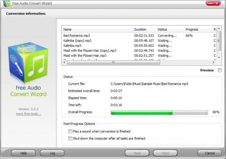 Free Audio Convert Wizard conversion working