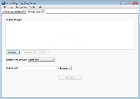 Legit Log Viewer encrypting logs